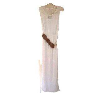 A.B. STUDIO Women's Long White Maxi Dress  Sleeveless  Medium Light and Flowy